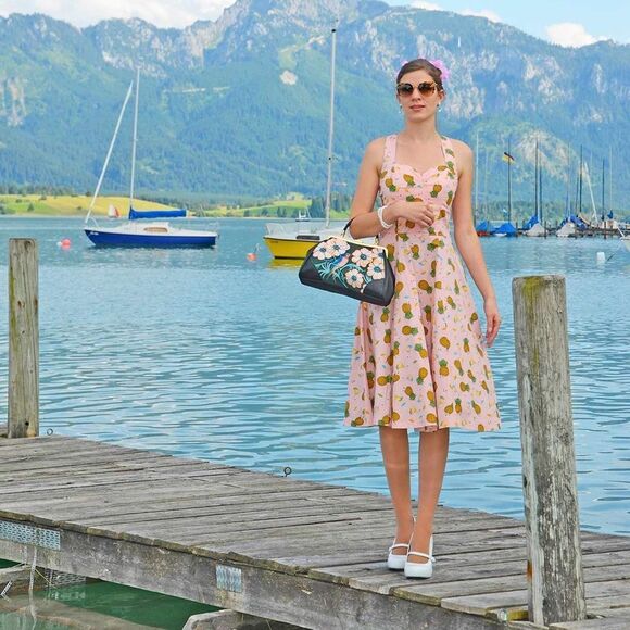 BANNED APPAREL NWOT Pineapple Retro Swing Love Halter Dress - Picture 2 of 14